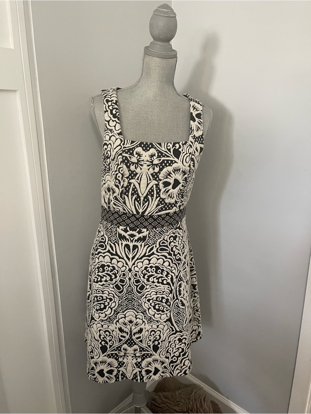 Anthropologie ETT:TWA Valery Jacquard Floral Knit Flared Mini Dress